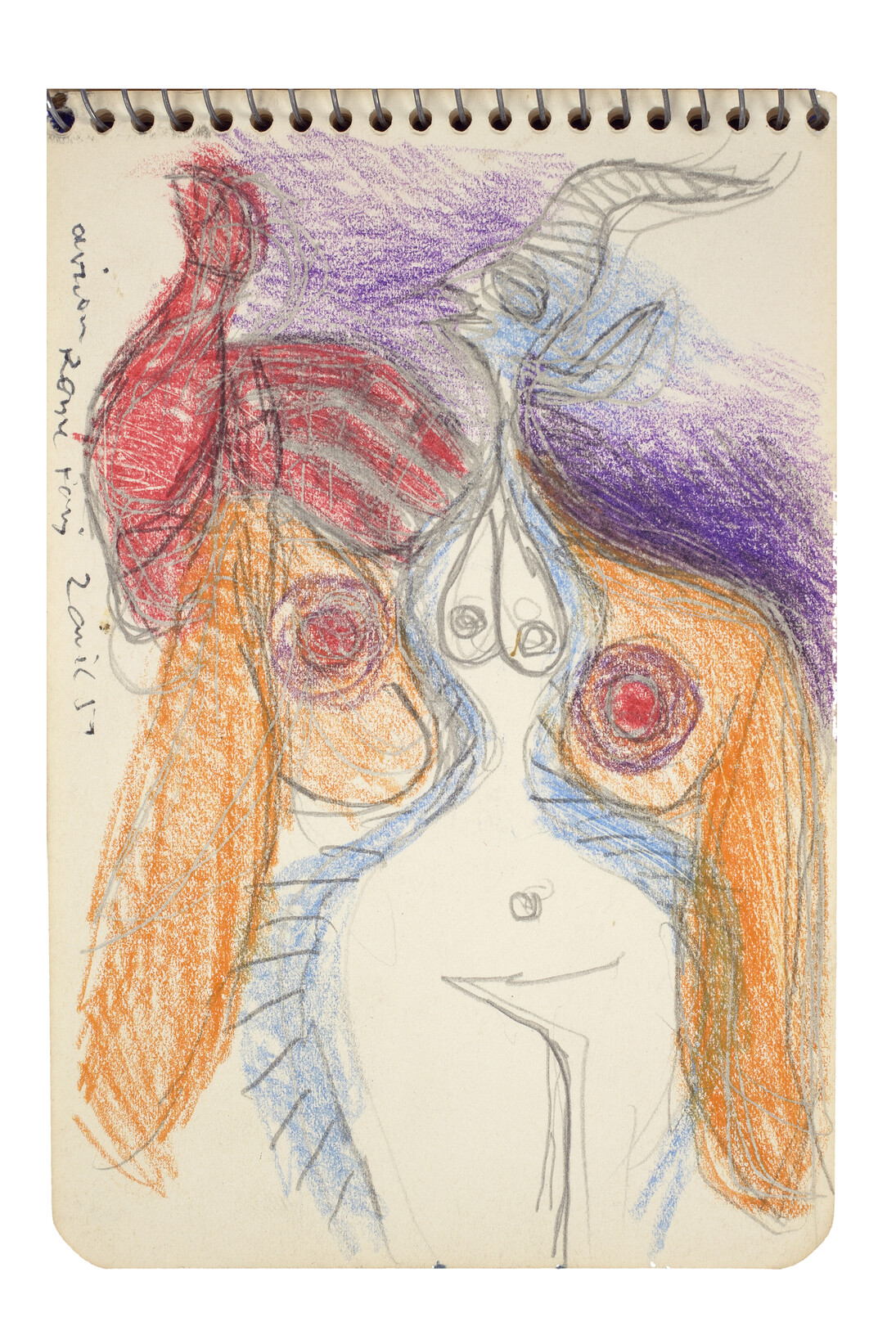 Le Corbusier, Carnet E19, p.7 , 2 Avril 1952, Crayon graphite et crayon de couleur sur papier, 0,10 x 0,15 m © FLC, ADAGP, Paris 2015
