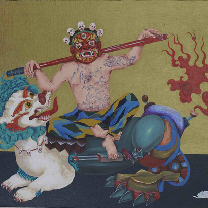 TaNor, Dharmapala, 2013, Tibet, Acrylic on Canvas, 70 x 95 cm (27 ½ x 37 ½ in)