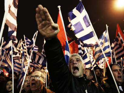 Supporter of Greece's extreme right Golden Dawn party