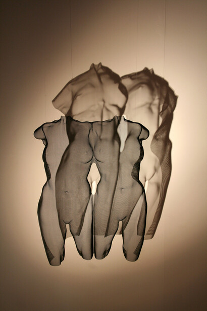 David Begbie, 2011, Icons, scultura in rete metallica dipinta, cm. 65x51x15