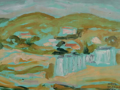 Gonni, "Senza titolo", 1952, olio su carta, 46,5x30 cm
