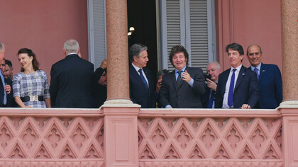 Blinken se reúne con Milei en Argentina en señal de apoyo de Estados Unidos, Casa Rosada, Buenos Aires, Argentina