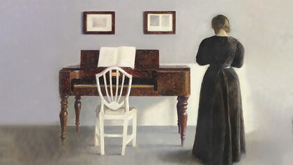 Vilhelm Hammershøi, Interior with the artist's wife seen from behind