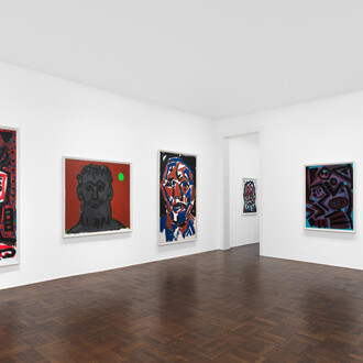A.R. Penck, The temple of many faces, exhibition view. Courtesy of Michael Werner Gallery