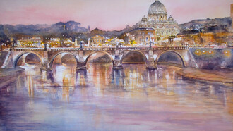 Giampiero Pierini - La sera su Lungotevere, 2017, 40x130