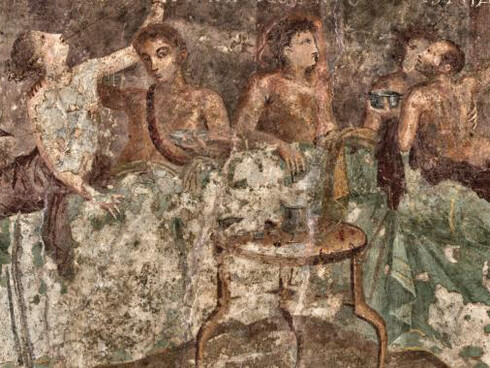 Scena di banchetto da Pompei, dettaglio, Museo, archeologico di Napoli