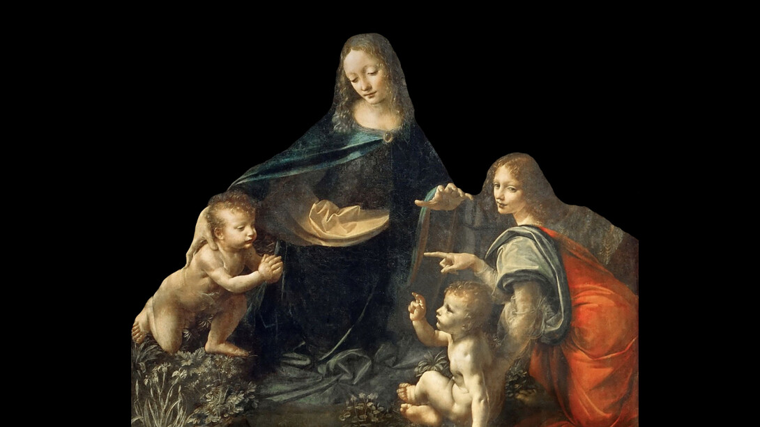 La Vergine delle Rocce di Leonardo da Vinci, particolare
