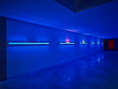 Dan Flavin, European couples, exhibition view. Courtesy of Gagosian Gallery
