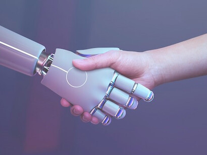 Robot handshake human background