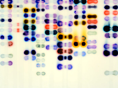 Jaq Chartier, PB#6 vs. PB#9, 2015, Acrylic, stains, spray paint on wood panel, 11 x 14 inches