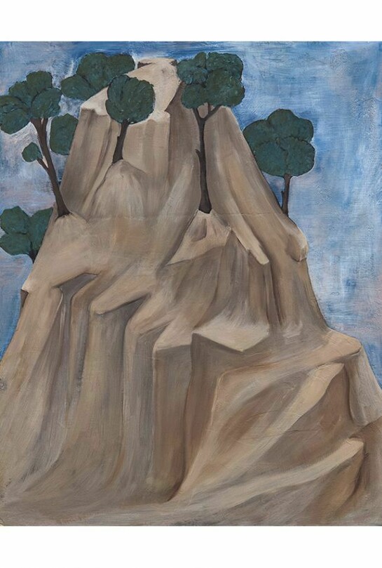 Henrietta Simson, Landscape with a Spring (after Giotto), Oil and pigment on gesso panel, 23.6 x 18.8 in. (60 x 48 cm)