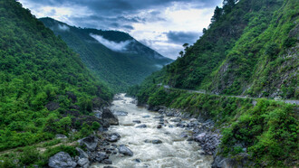 Kosi River valley near Almora, Uttarakhand, India