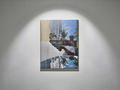 Eniwaye Oluwaseyi, Buried roots up in the air, exhibition view. Courtesy of Zidoun‑Bossuyt Gallery