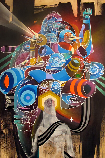 Doze Green, Luminous Series B, 2012, 121.92 x 91.44 x 3.9 cm, acrilico, vernice spray e serigrafia