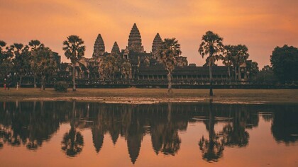 Tempio Angkor Wat, Sieam Reap, Cambogia. Il passato glorioso della Cambogia durante il Regno Khmer è testimoniato dalle rovine di Angkor Wat, Siem Reap, i templi di Angkor Thom e il Ta Som