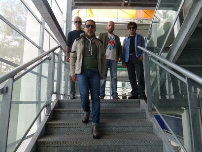 In primo piano Alessandro Pagani, dietro a partire da sinistra Riccardo Dugini, Massimiliano Zatini, Luca Petrarchi