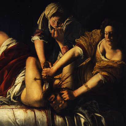 Artemisa Gentileschi, violada a los 18 años y torturada por una «Santa» Inquisición que anhelaba comprobar la veracidad de su relato, fue más lejos a la hora de recrearse en la liquidación simbólica del patriarcado: «Judith decapitando a Holofernes» (1614-1620), A. Gentileschi