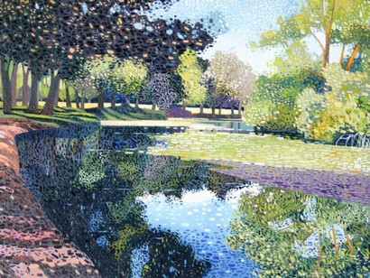 Victor Richardson, The Quarry Lake, Phoenix Park, Oil on Canvas, 7 ½ x 11 inches