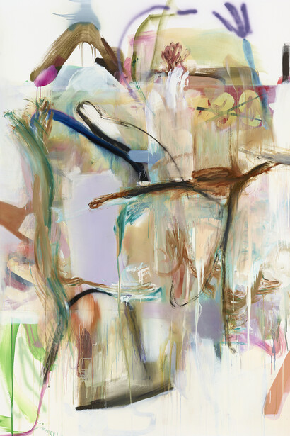 Albert Oehlen, Untitled 2012, Oil, paper on canvas, 90 9/16 x 70 7/8 inches (230 x 180 cm) © Albert Oehlen. Courtesy of the artist and Gagosian Gallery