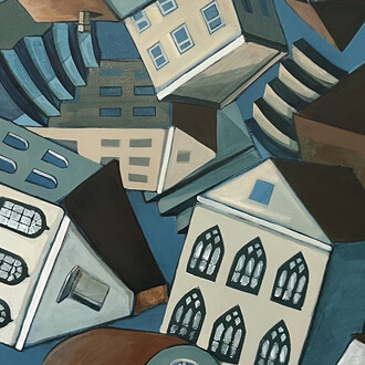 Noor Bahjat, Vertigo skyline (detail), 2025. Courtesy of Artbooth Gallery