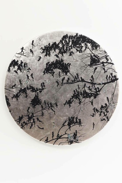Jessica Lichtenstein, Anthousai Flower Nymphs, 2024, C-print on plexiglass with wood frame, 81.5 x 57.5 inches. Courtesy of the artist and Allouche Gallery