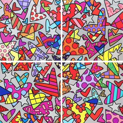 Romero Britto. Huge, 2017, serigrafia su tela, 4 elementi, cm 249x249 cad