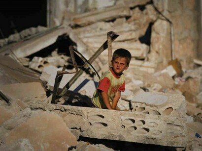 A child in the rubble