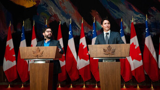 Gabriel Boric, presidente de Chile, y Justin Trudeau, primer ministro de Canadá, se reúnen en Ottawa, Canadá