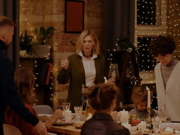 As Christmas Eve unfolds, the family gathers in a harmonious celebration, filled with joy, happiness, and a serene sense of peace