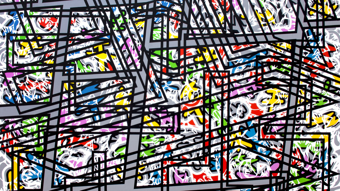 Bernard Cohen, Place Games, 2013, Acrylic on Linen, (c) Bernard Cohen, Courtesy of Flowers Gallery London and New York