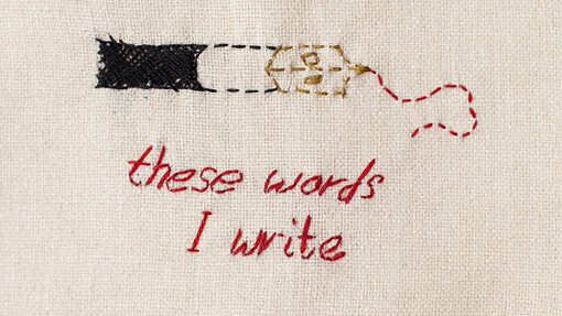 Clover Peake, Untitled, cotton thread on raw silk, 2014