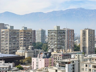 Santiago, Chile, with the Andes in the background, representing the tension between a remembered past and a rapidly changing present