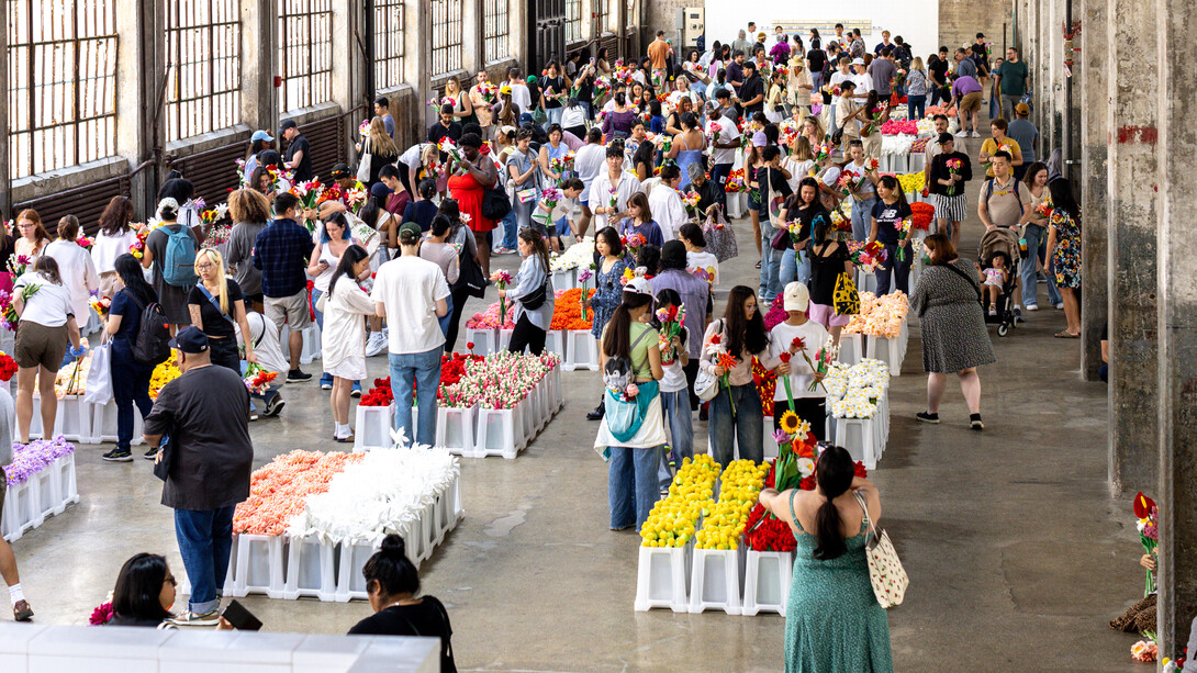 Cj Hendry, Flower market 2.0, exhibition view. Courtesy of Maximus Communications