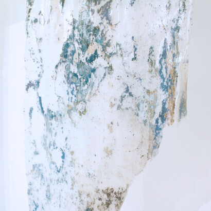 Alessio Barchitta, serie Coordinate - strappo, 2018, silicone , pittura murale, intonaco - particolare