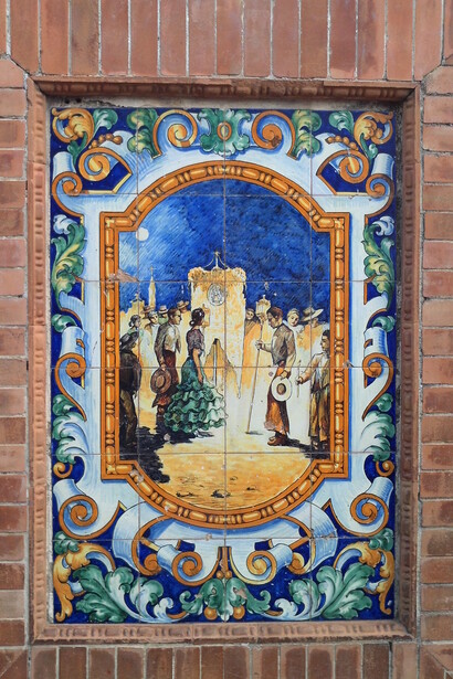 Azulejo de la Romería del Rocío. Coria del Río, provincia de Sevilla, Andalucía, España