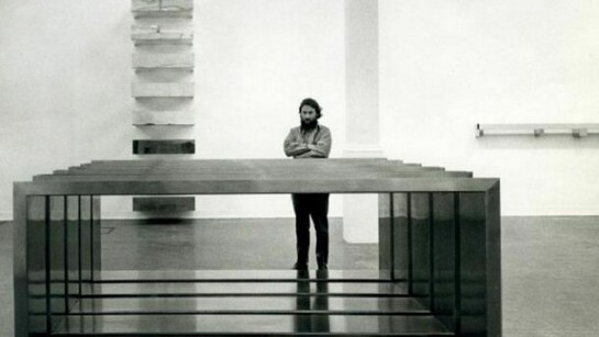 Donald Judd at Whitechapel Gallery, 1970, Photo by Richard Einzig, Brechten-Einzig Ltd. Judd Art © Judd Foundation Licensed by VAGA, New York, NY. Courtesy of Whitechapel Gallery Archive