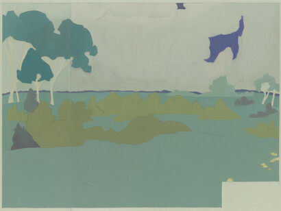 Suzanne Caporael, 692 (At Jullo Callo, landscape after Darger), 2014, Oil on linen, 54 x 72 inches, 137.2 x 182.9 cm