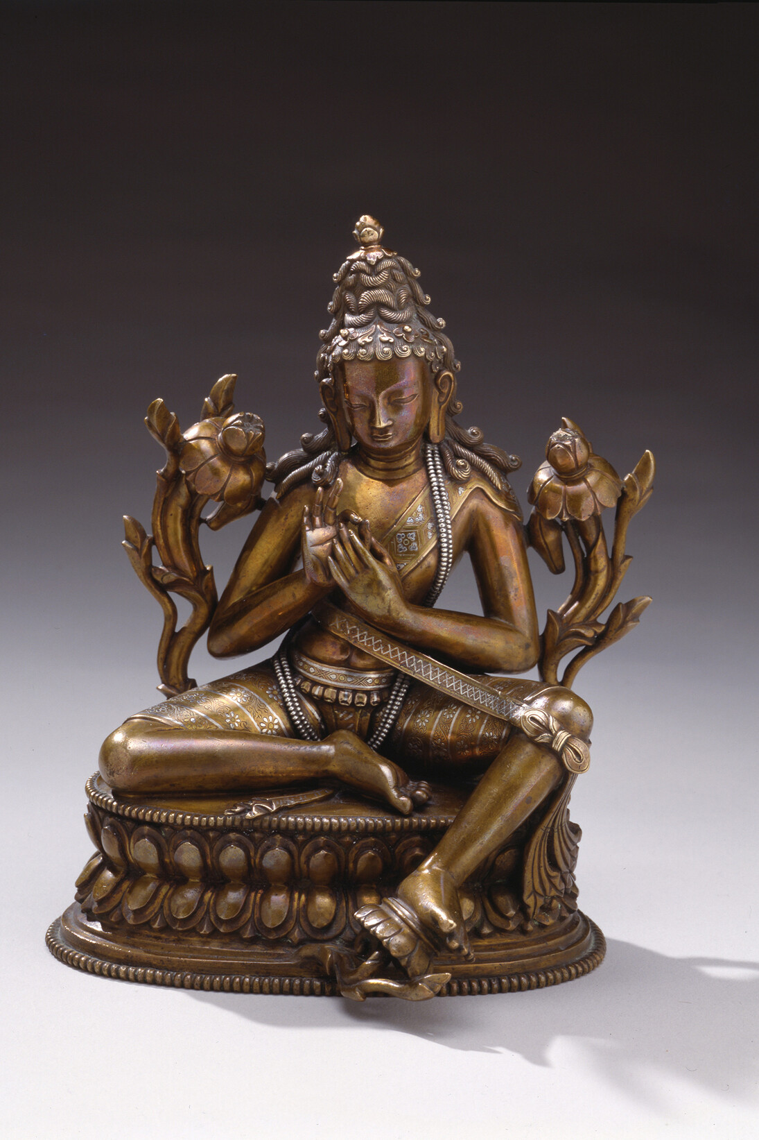 Bodhisattva with meditation belt
Copper-alloy with silver and gold inlay, Tibet, 2nd half of the 13th century, Collection of the Newark Museum  