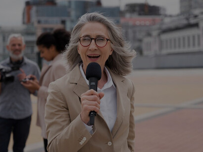 Female reporters in action, highlighting women's issues in the media
