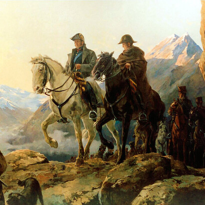 Julio Vila y Prades, San Martín y O’Higgins cruzando los Andes, 1909