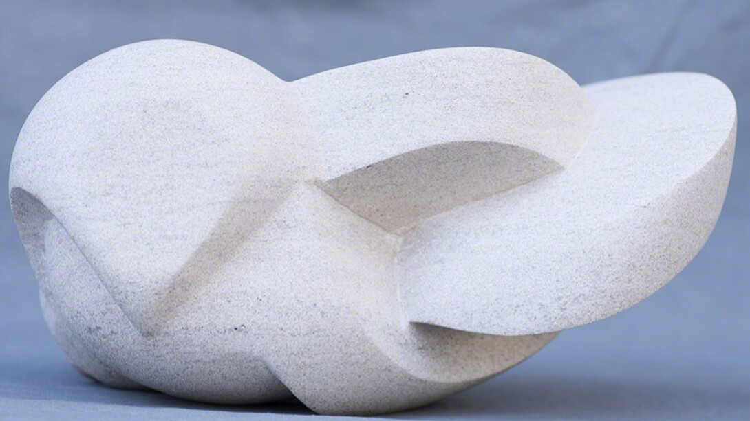 Allan Tarantino, Samsara, 1994, Indiana limestone, 6.25 x 11.5 x 7 inches. Courtesy of Godel & Co.