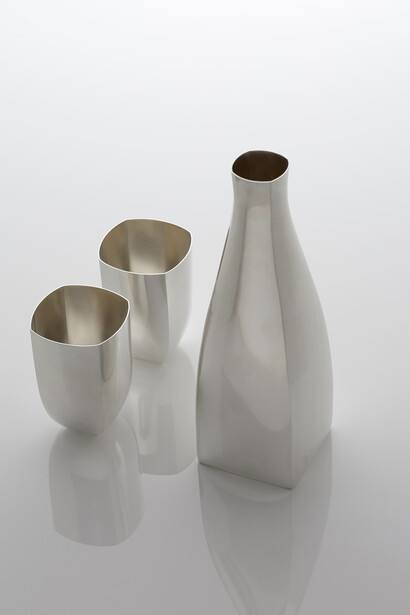 Angela Cork, Blown Carafe and Two beakers, Represented by Crafted