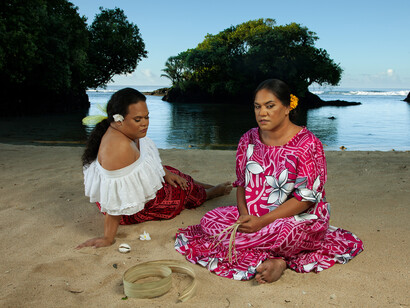 Yuki Kihara, Two Fa'afafine on the beach (after Gauguin), 2020. Courtesy of Sainsbury Centre