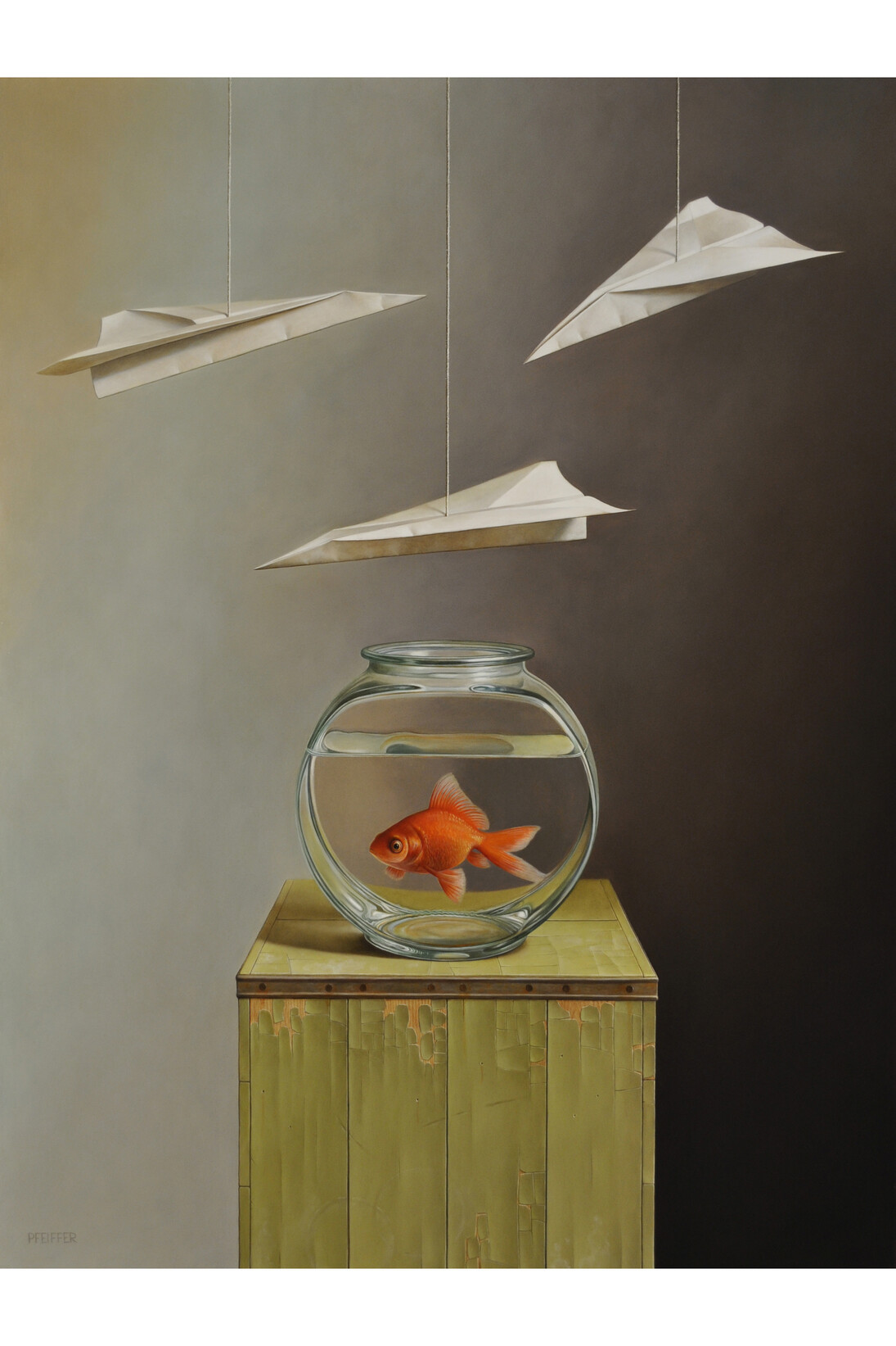 Jacob A. Pfeiffer, Flying Fish, Oil on Panel, 40 x 30 inches, 2014