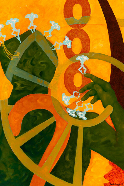 Agostino De Romanis - Ruota di luce, 2009 olio su carta – cm. 76 x 56