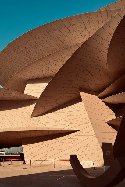Futuristic roof with sharp edges at the National Museum of Qatar, Doha, Qatar