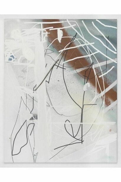 Jeff Elrod, 13th Floor Elevator, 2013, Spray paint, gesso and UV ink on fisher canvas, 90 x 71 1/4 in. (228.6 x 181 cm), Courtesy of the artist and Simon Lee Gallery, London, © Jeff Elrod