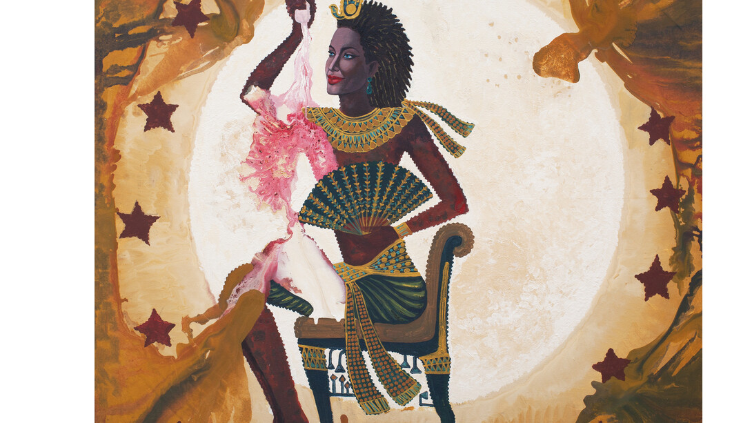 Leang Seckon, Brown Stars Jolie, 2014, mixed media and collage on canvas, 150 x 150 cm (59 x 59 in)