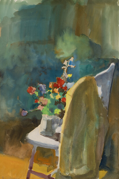 Paul Wonner, Untitled, interior still life, 1962. Courtesy of Berggruen Gallery