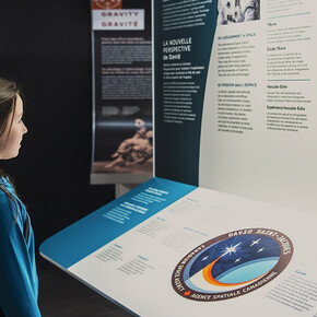 La santé dans l’espace. L’audace d’explorer, vue d’exposition. Avec l’aimable autorisation d’Ingenium. Musée de l’aviation et de l’espace du Canada